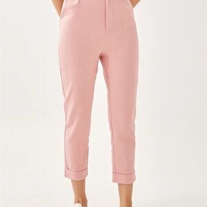 Pink High-Waisted Capris with Slim Fit